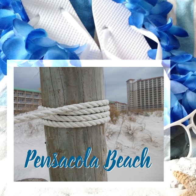 Pensacola Beach, Rope around Post, Florida Postcard (Creator Uploaded)