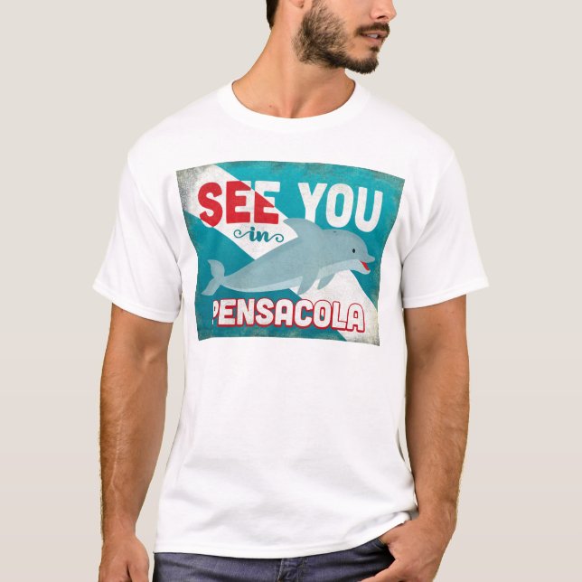 Pensacola Dolphin - Retro Vintage Travel T-Shirt (Front)