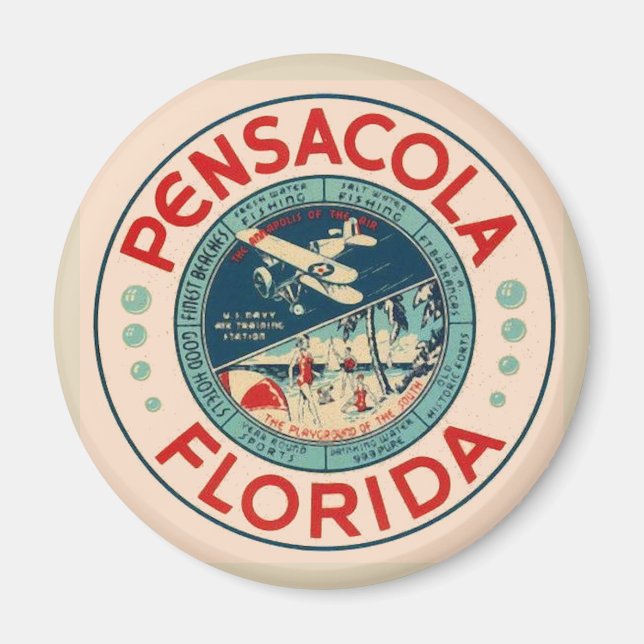 Pensacola FL Vintage Magnet (Front)