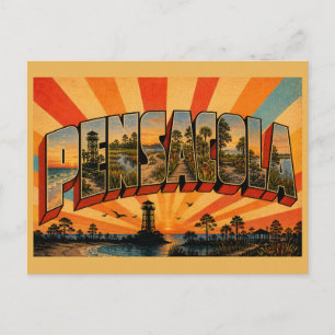 Pensacola FL Vintage Travel Art Postcard