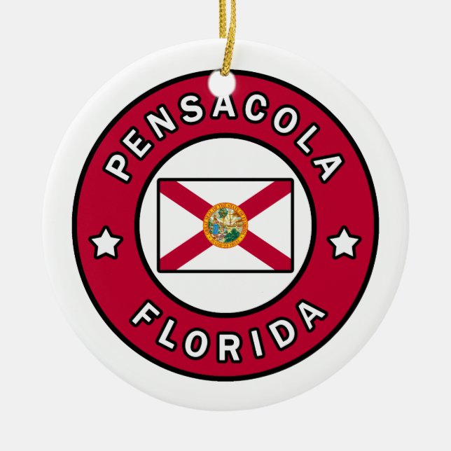 Pensacola Florida Ceramic Tree Decoration (Front)