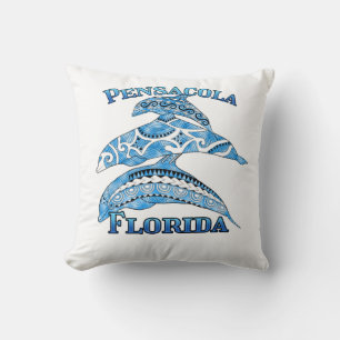 Pensacola Florida Vacation Tribal Dolphins Cushion