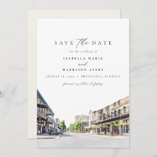 PENSACOLA Florida Watercolor Travel Save the Date Invitation