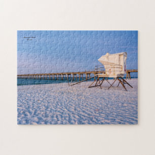 Pensacola Morning Lifeguard Stand And Pier Jigsaw Puzzle