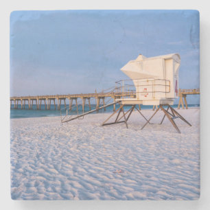Pensacola Morning Lifeguard Stand And Pier Stone Coaster