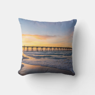 Pensacola Pier Shoreline Sunrise Pillow