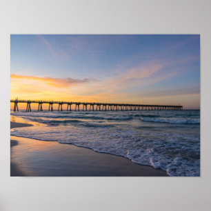 Pensacola Pier Shoreline Sunrise Poster
