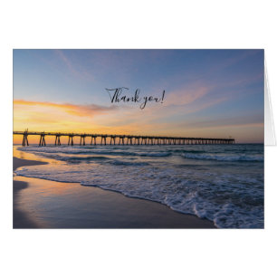 Pensacola Pier Shoreline Sunrise Thank You Card