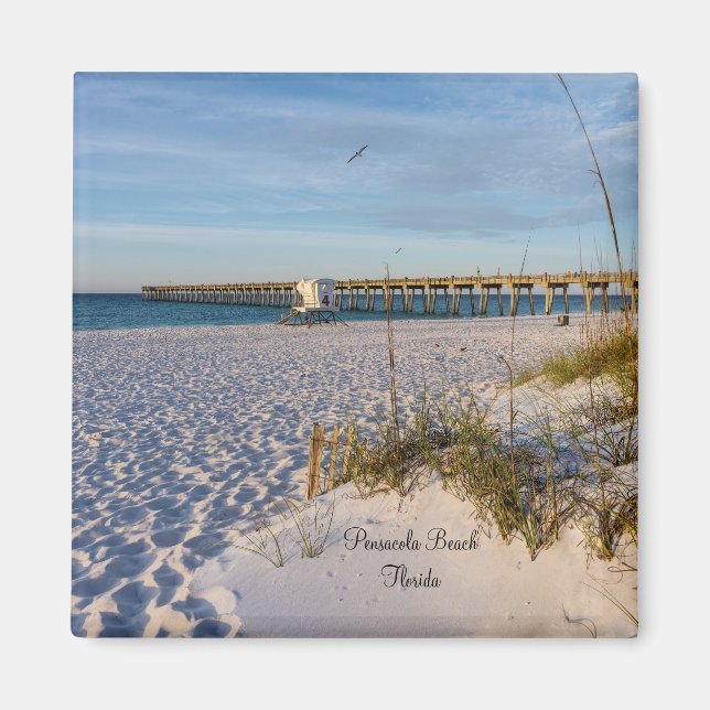 Pensacola Sand Dunes Pier Morning Square Magnet (Front)