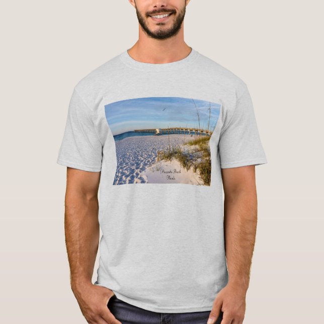 Pensacola Sand Dunes Pier Morning T-Shirt (Front)