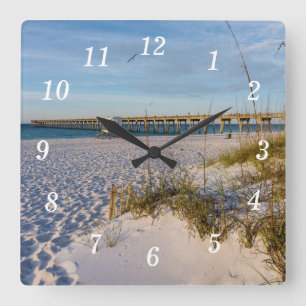 Pensacola Sand Dunes Pier Morning Wall Clock