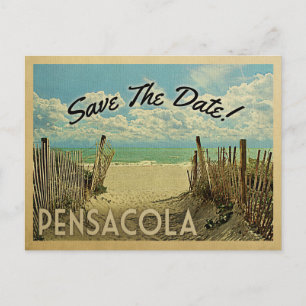 Pensacola Save The Date Vintage Beach Nautical Announcement Postcard
