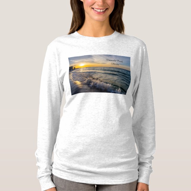 Pensacola Splashing Wave Sunrise Long Sleeve Shirt (Front)