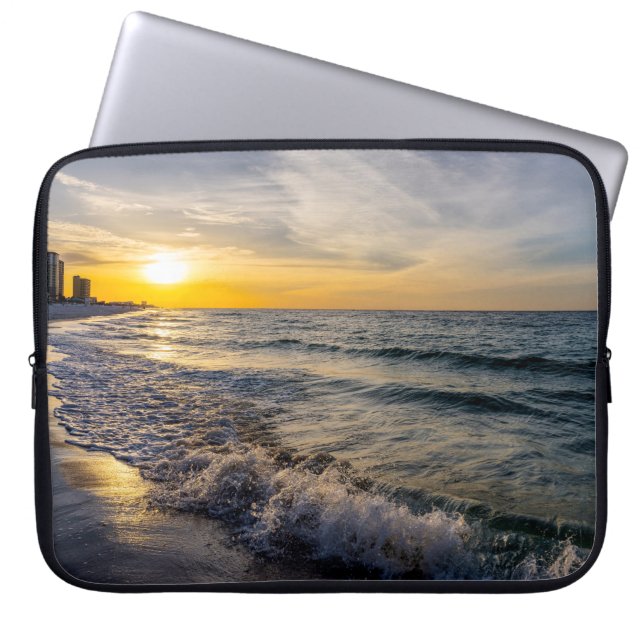 Pensacola Splashing Waves Sunrise Laptop Case (Front)