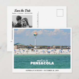 Pensacola Wedding Save the Date Travel Retro Postcard
