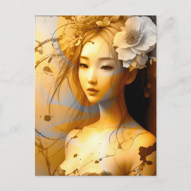 Pensive Japanese Girl Postcard (Front)