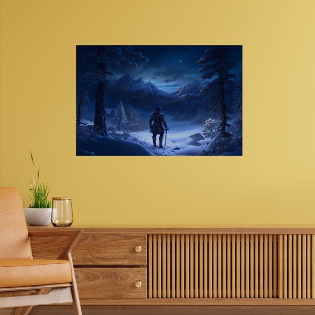 Pensive Knight of the Winter Wonderland Poster (Living Room 2)
