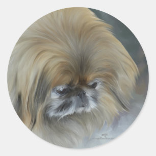 Pensive Pekingese Classic Round Sticker