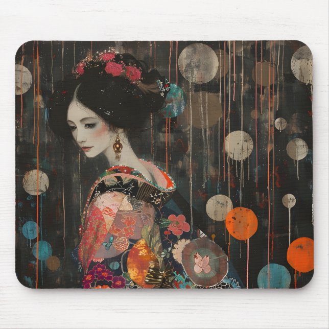 Pensive Woman in Kimono Mouse Pad (Front)