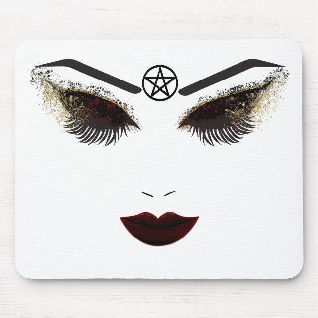 Pentacle Beauty Face Lashes & Dark Lips Makeup Mouse Pad (Front)