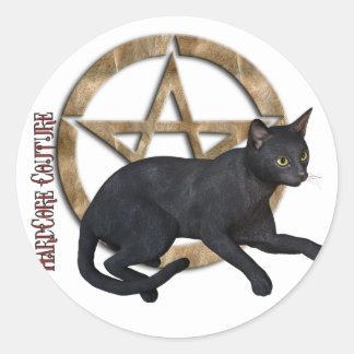 Pentacle Black Cat Classic Round Sticker