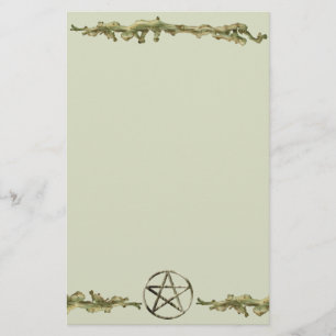 Pentacle on Wood Stationery