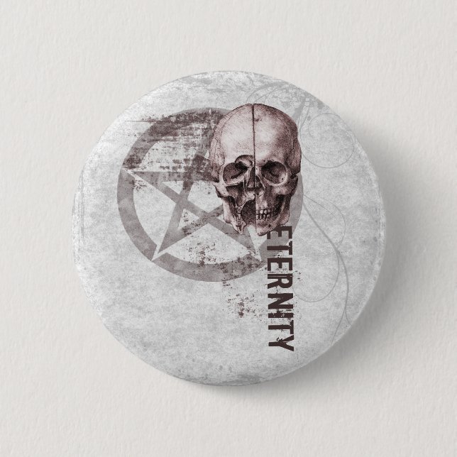 Pentacle Skull 6 Cm Round Badge (Front)