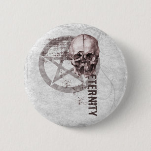 Pentacle Skull 6 Cm Round Badge