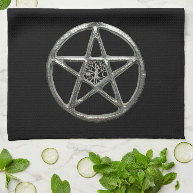 Pentacle Tree Of Life Kitchen Towel (Folded)