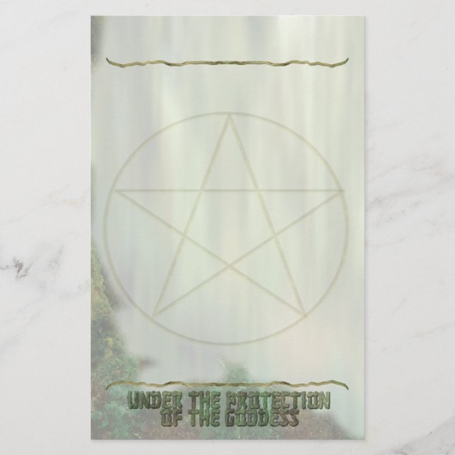 Pentacle, UnderThe Protection of the Goddess Stationery (Front)