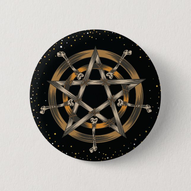Pentacle with Bones Button (Front)