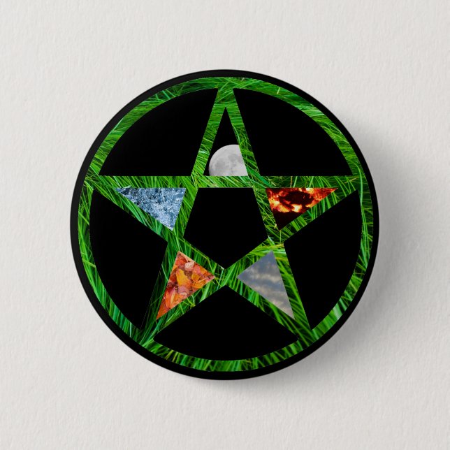 Pentacle with Elements 6 Cm Round Badge (Front)