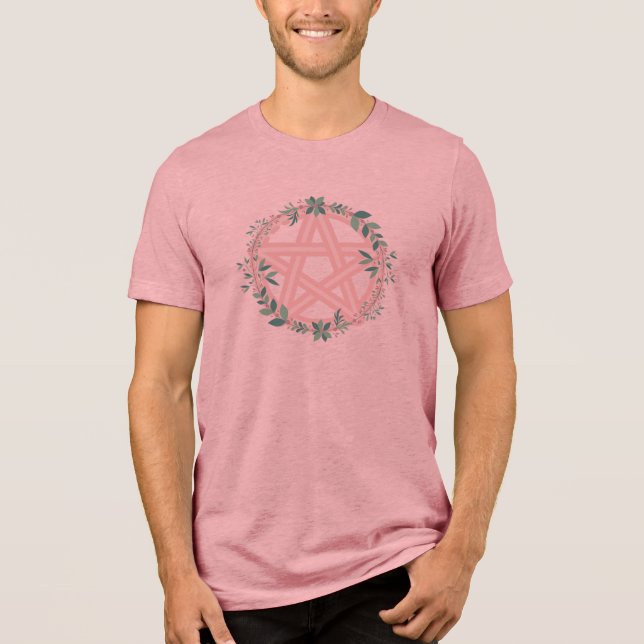 Pentacle Wreath - pastel pink Tri-Blend Shirt (Front)