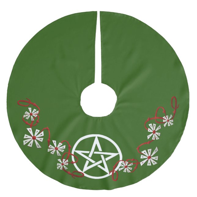 Pentacle Yule Tree Skirt, Pagan Tree Skirt (Front)