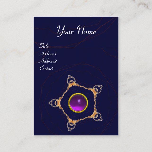 PENTAGON Monogram  Purple Amethyst ,blue Business Card (Front)