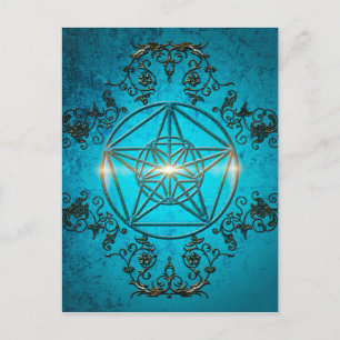 Pentagram, a magical symbol. postcard