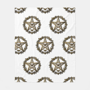 Pentagram and Moth Witchy Art Fleece Blanket