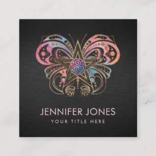 Pentagram Butterfly Ornament Square Business Card