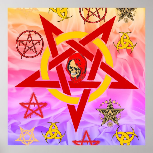 Pentagram Five Star Occult in Colorful Smoking Poster (Front)
