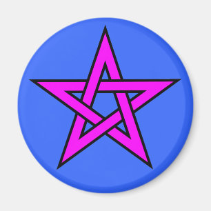 Pentagram Magenta on Blue Magnet