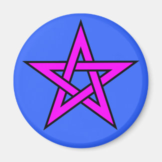 Pentagram Magenta on Blue Magnet