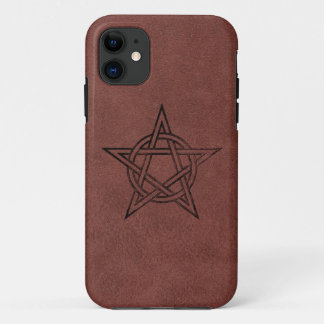 Pentagram - Pagan Magic Symbol on Red Leather Case-Mate iPhone Case