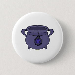 Pentagram Pentacle Cauldron 6 Cm Round Badge