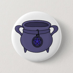 Pentagram Pentacle Cauldron 6 Cm Round Badge