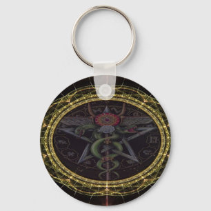 Pentagram Snakes Key Ring