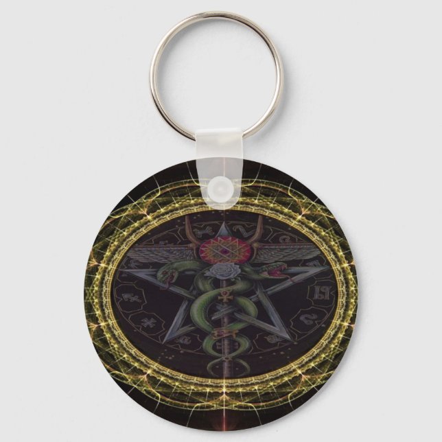 Pentagram Snakes Key Ring (Front)