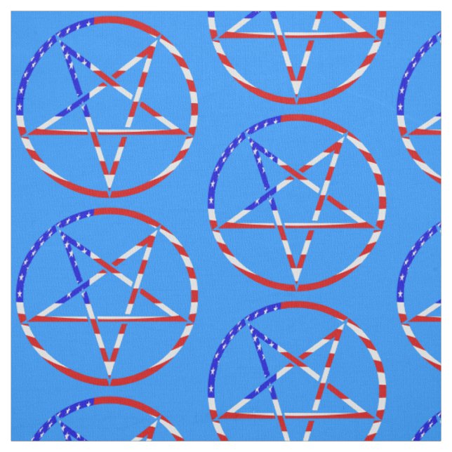 pentagram star american flag patriotic fabric (Swatch)