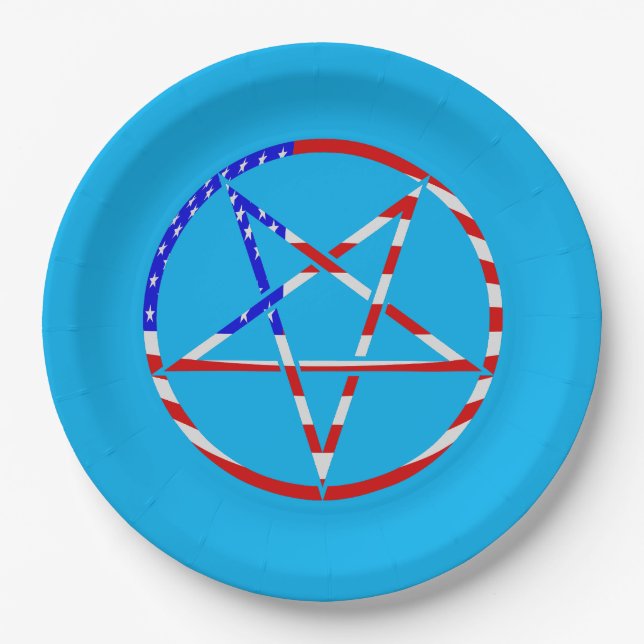 pentagram star american flag patriotic paper plate (Front)