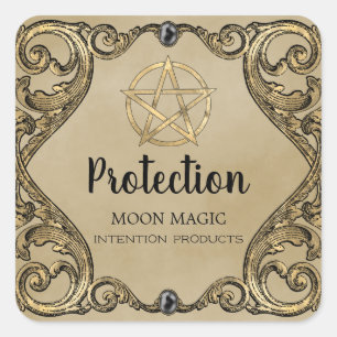 Pentagram Witchcraft Protection Spell Jar Labels