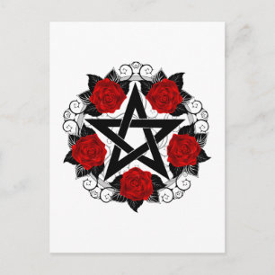 Pentagram with Red Roses Advice Card